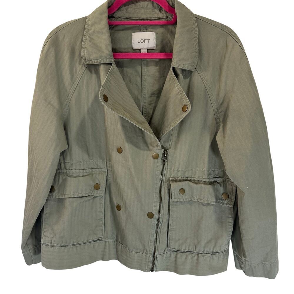 Loft Lightweight Khaki Green Half Zip Jacket Size M